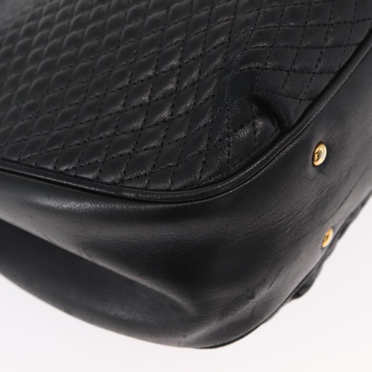 BALLY Chain Shoulder Bag Leather Black Gold Auth am9755