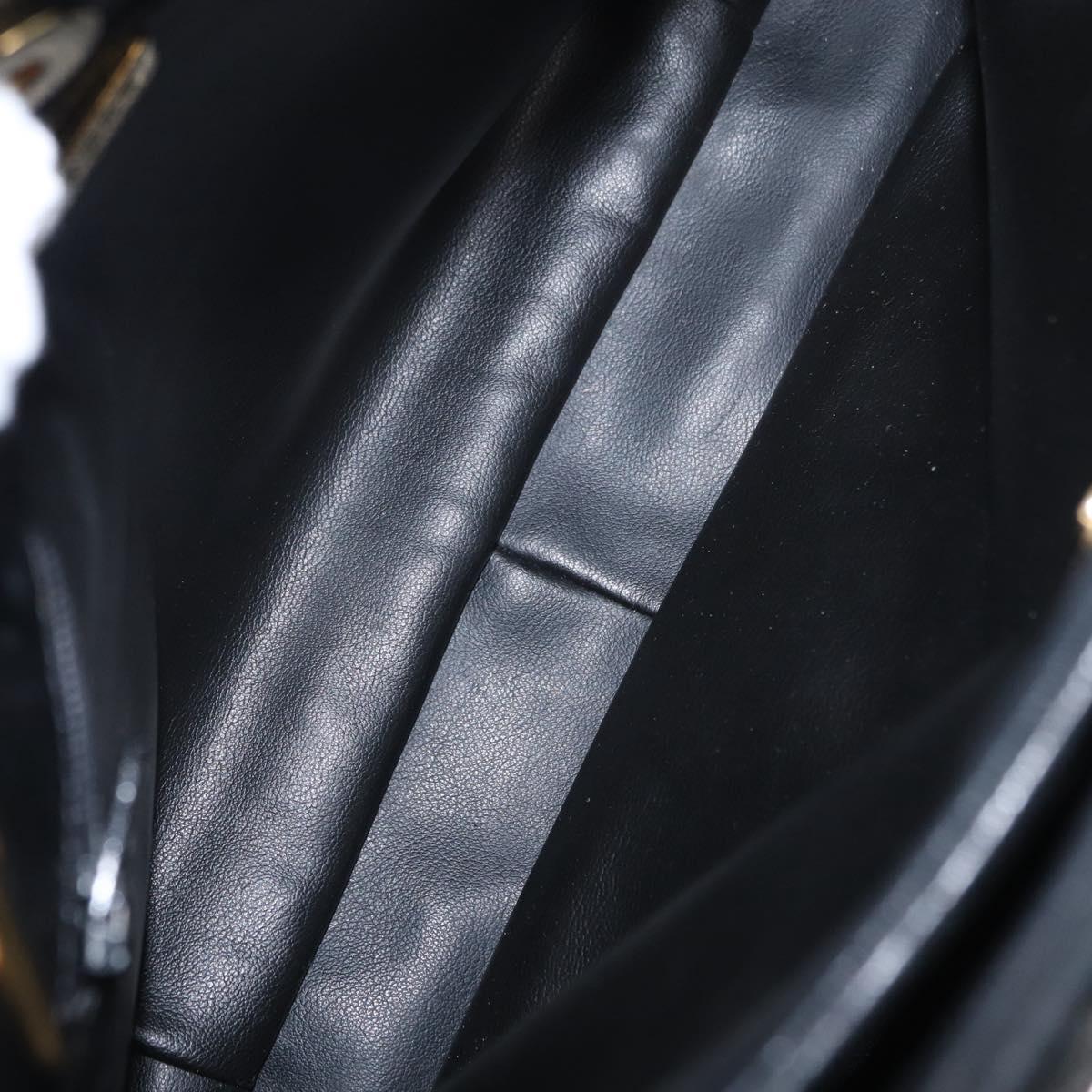 BALLY Chain Shoulder Bag Leather Black Gold Auth am9755