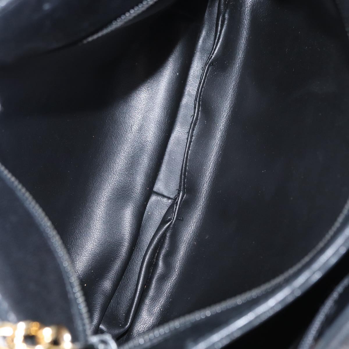 BALLY Chain Shoulder Bag Leather Black Gold Auth am9755