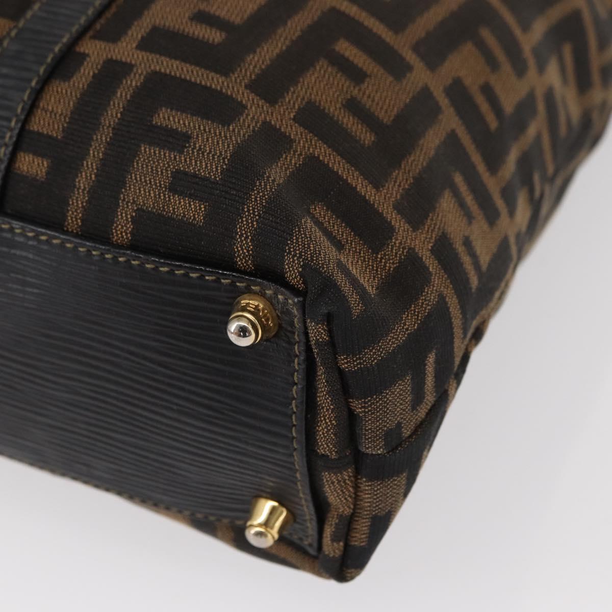 FENDI Zucca Canvas Tote Bag Black Brown Auth am9756