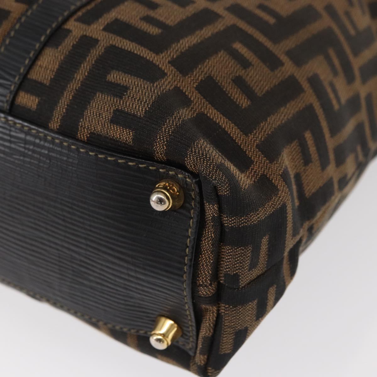 FENDI Zucca Canvas Tote Bag Black Brown Auth am9756