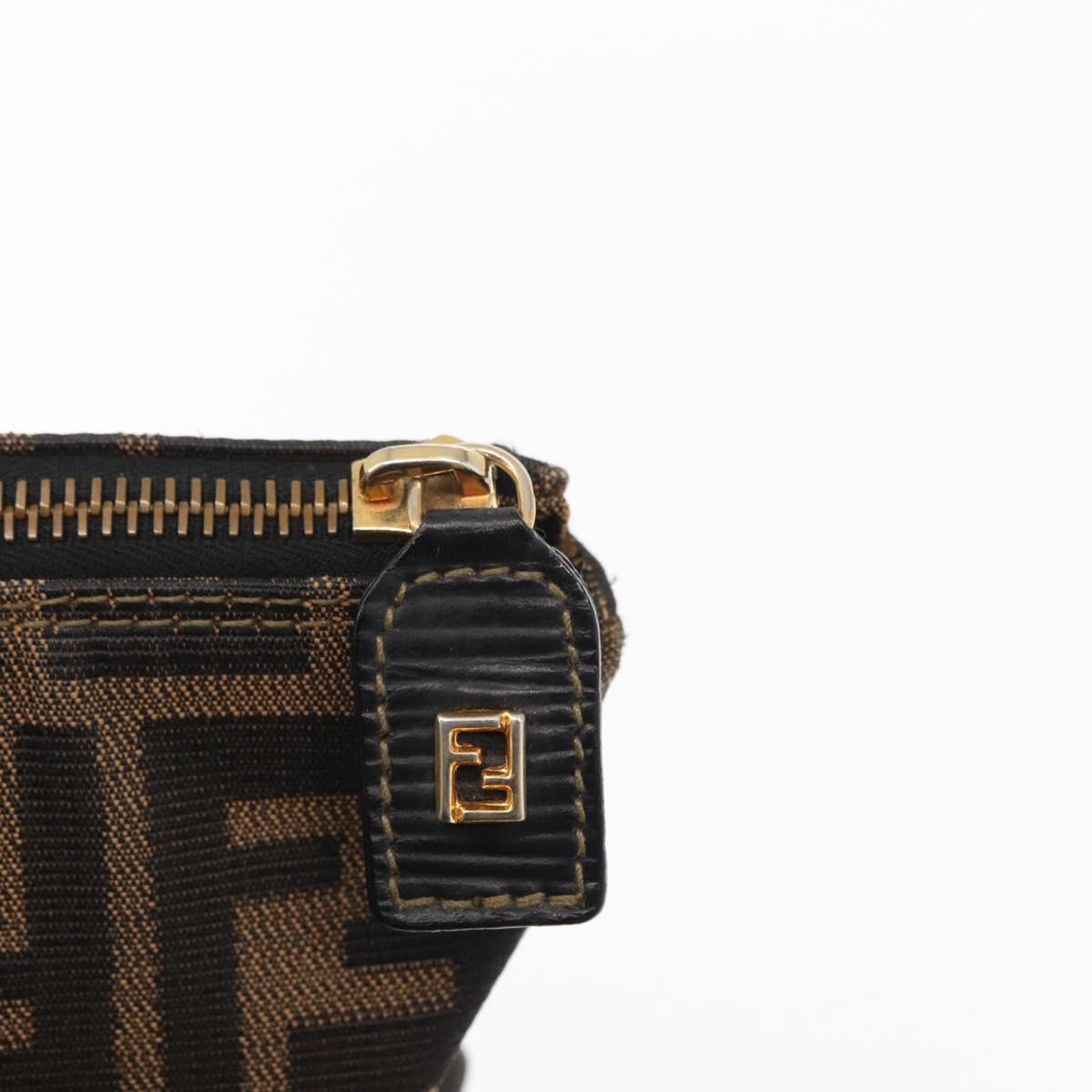 FENDI Zucca Canvas Tote Bag Black Brown Auth am9756