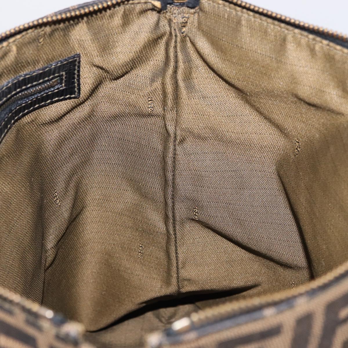 FENDI Zucca Canvas Tote Bag Black Brown Auth am9756