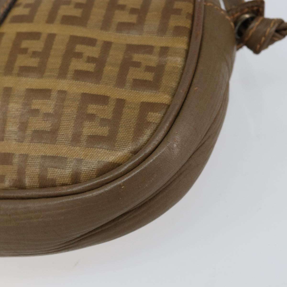 FENDI Zucchino Canvas Shoulder Bag PVC Beige Auth am9757