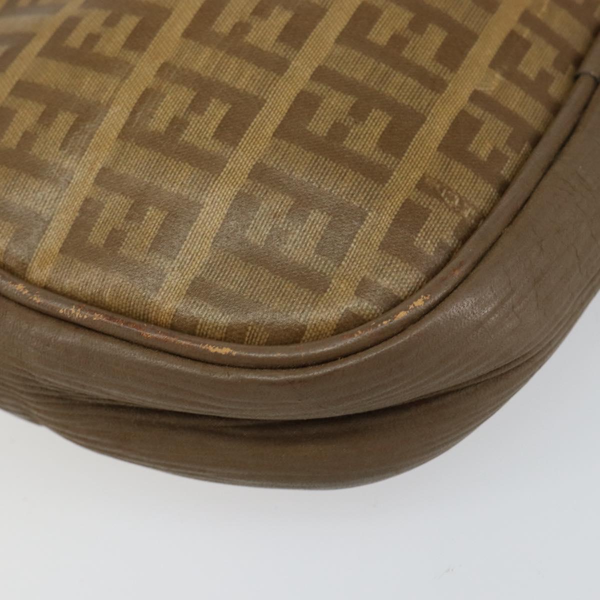 FENDI Zucchino Canvas Shoulder Bag PVC Beige Auth am9757