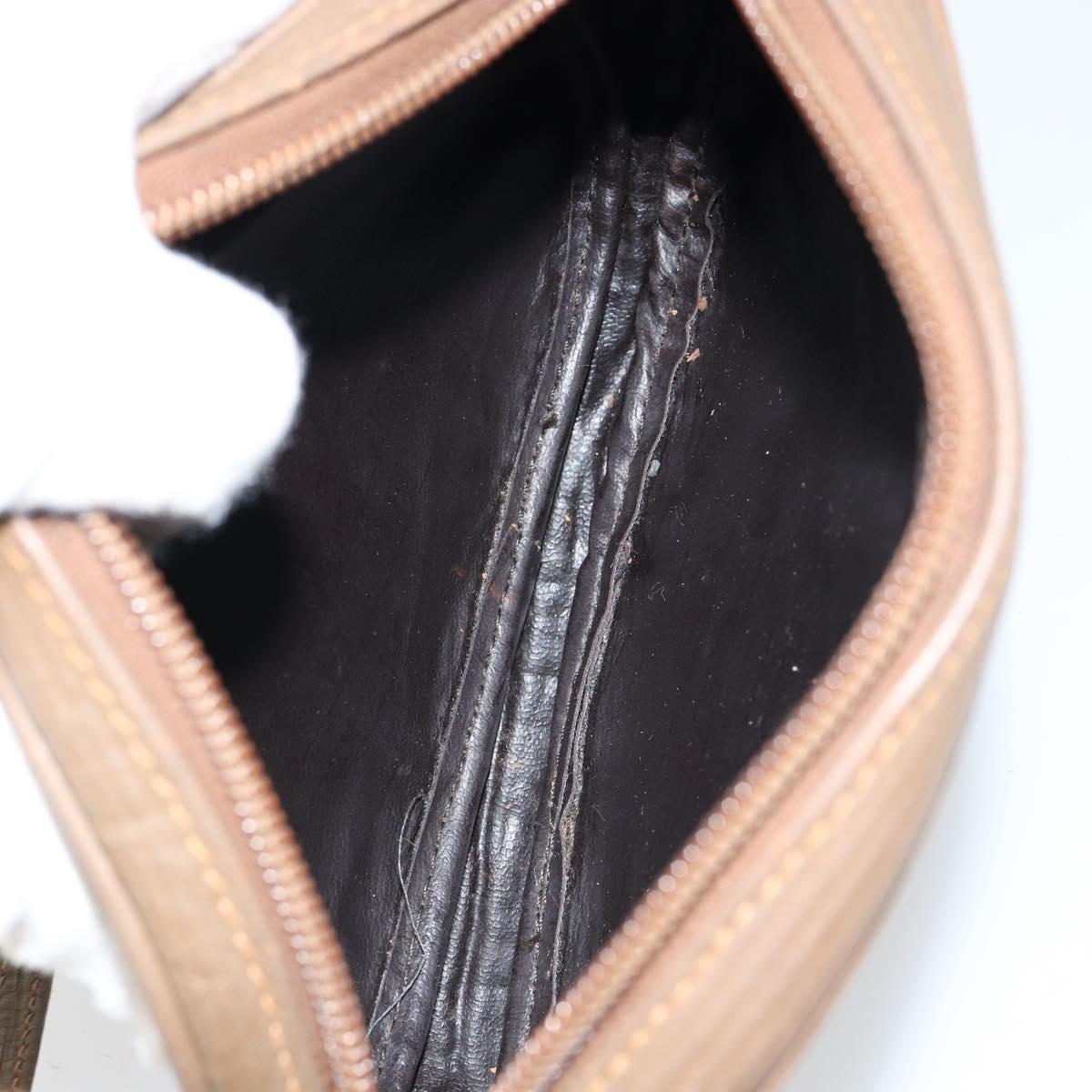 FENDI Zucchino Canvas Shoulder Bag PVC Beige Auth am9757