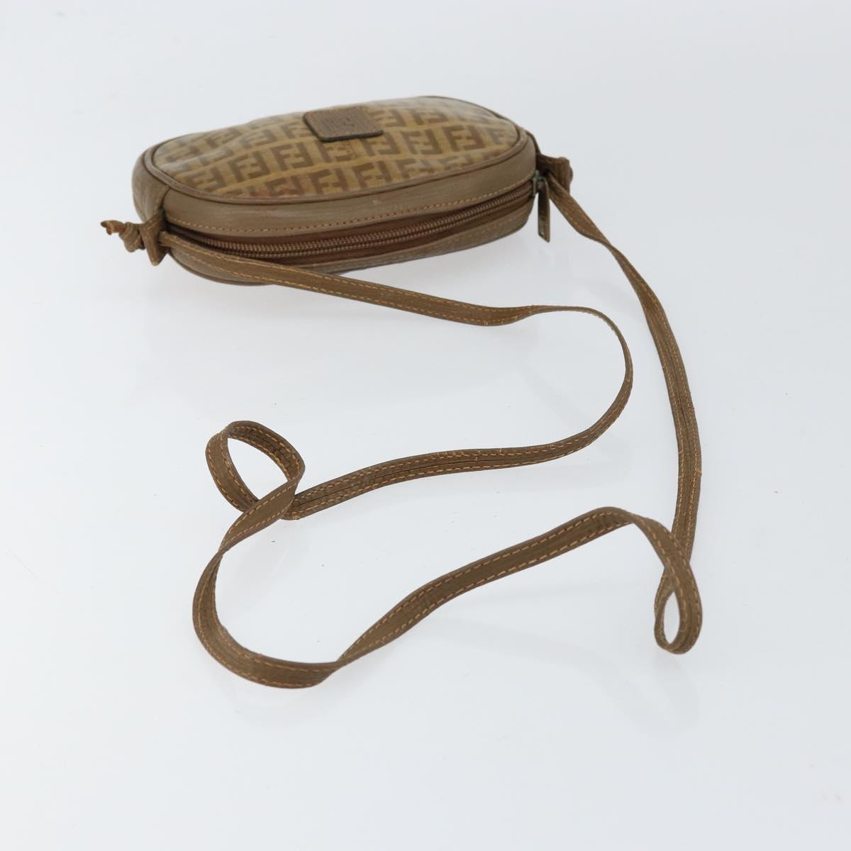 FENDI Zucchino Canvas Shoulder Bag PVC Beige Auth am9757