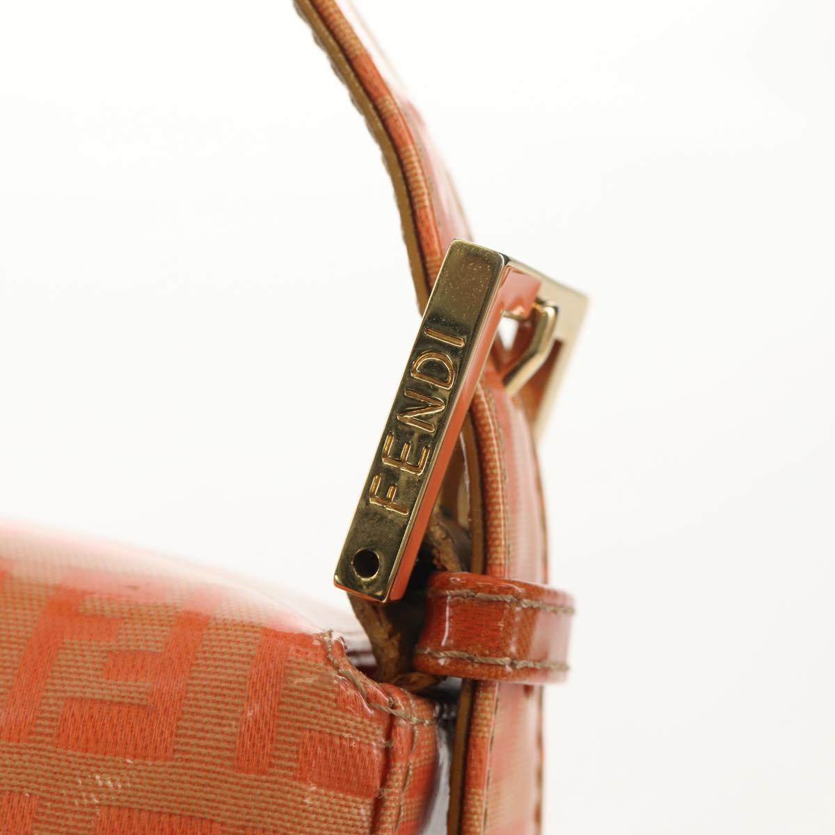 FENDI Zucchino Canvas Mamma Baguette Bag Enamel Orange Gold Auth am9758V