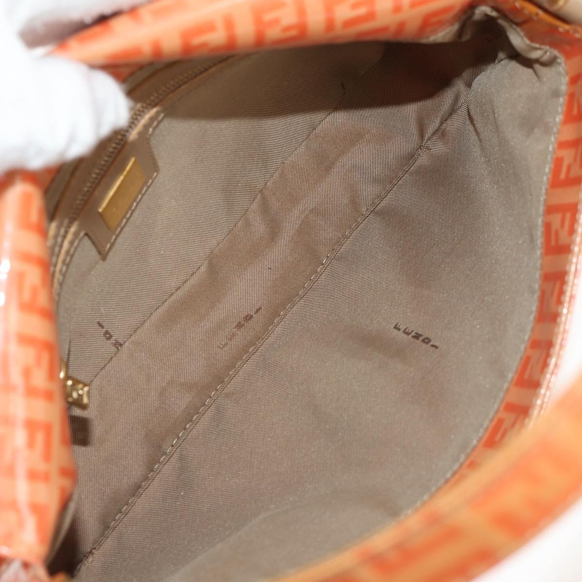 FENDI Zucchino Canvas Mamma Baguette Bag Enamel Orange Gold Auth am9758V
