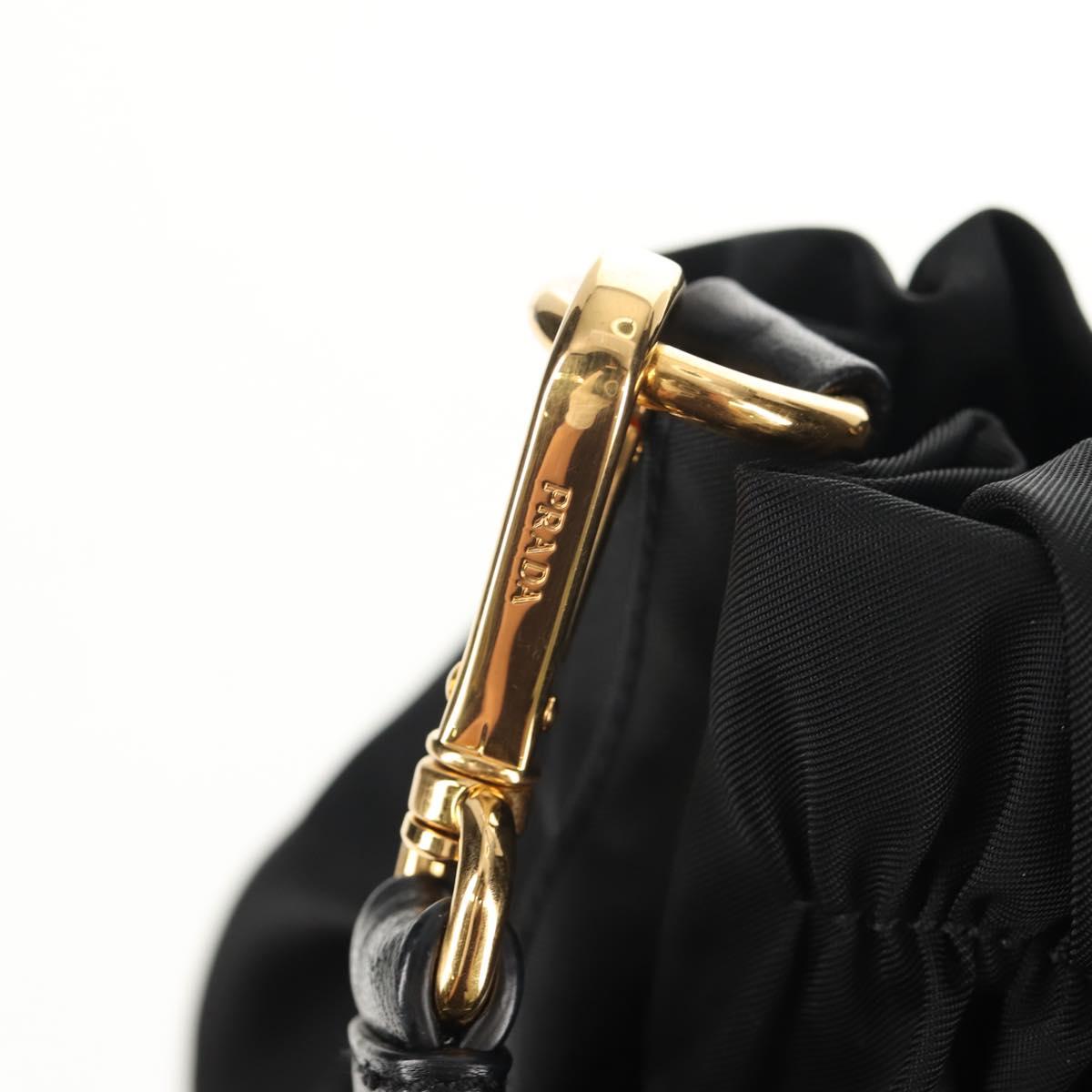 PRADA Hand Bag Nylon 2way Black Gold Auth am9761V