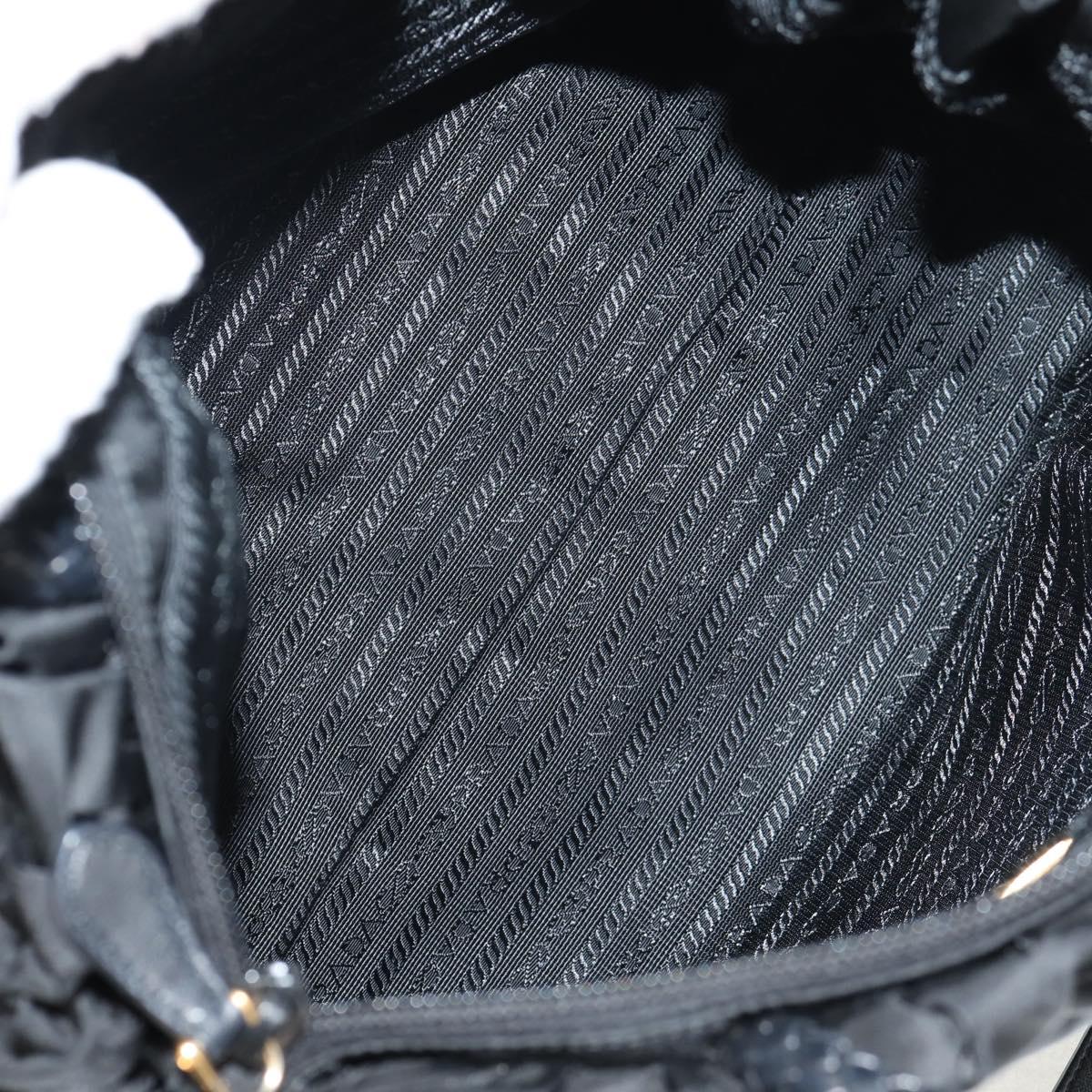 PRADA Hand Bag Nylon 2way Black Gold Auth am9761V