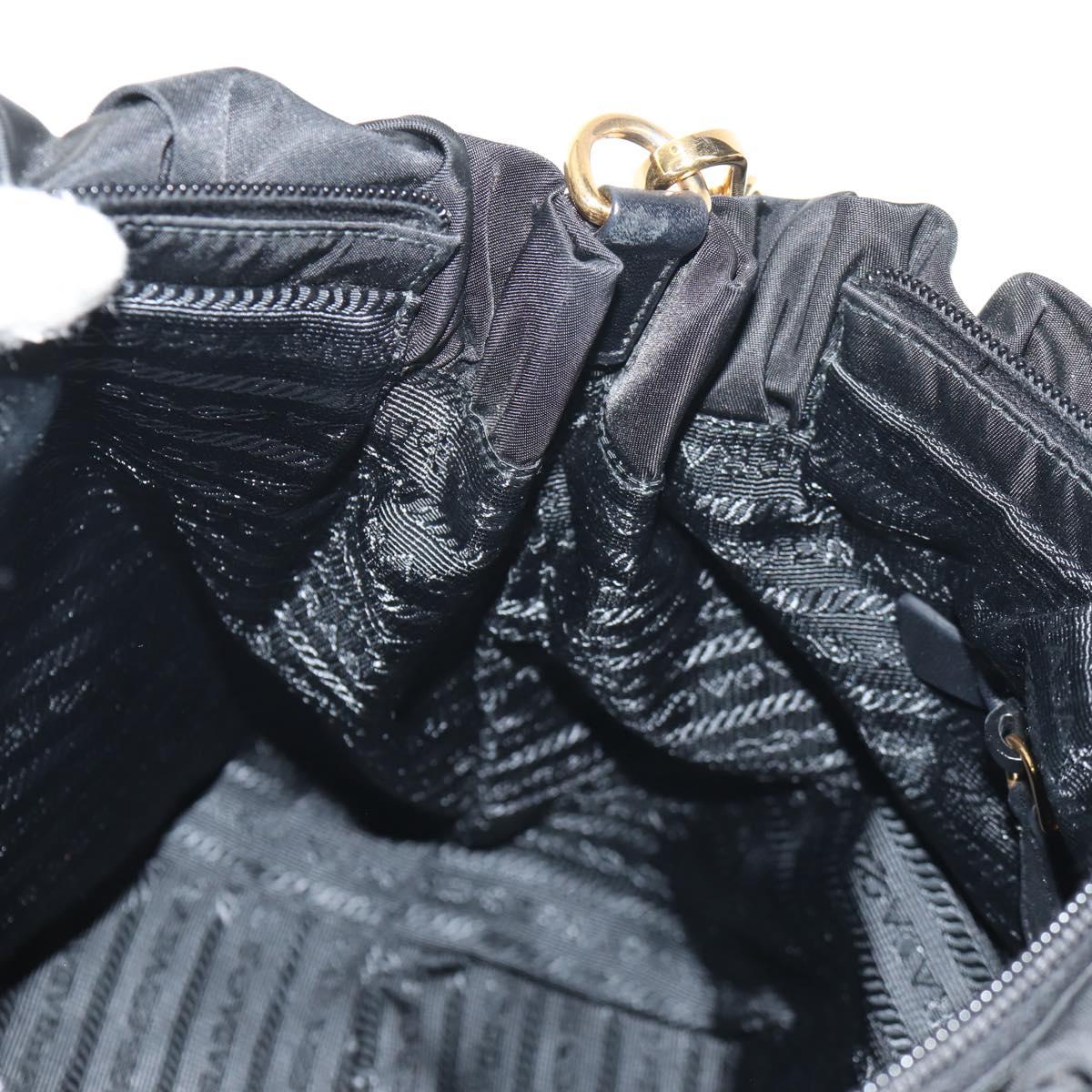 PRADA Hand Bag Nylon 2way Black Gold Auth am9761V