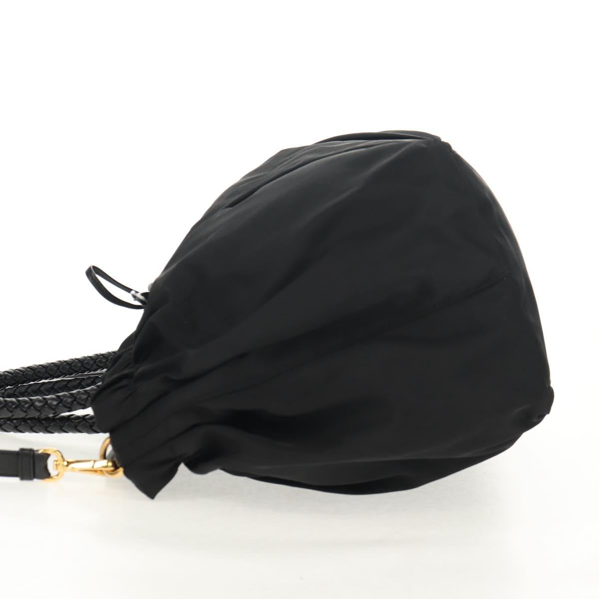PRADA Hand Bag Nylon 2way Black Gold Auth am9761V