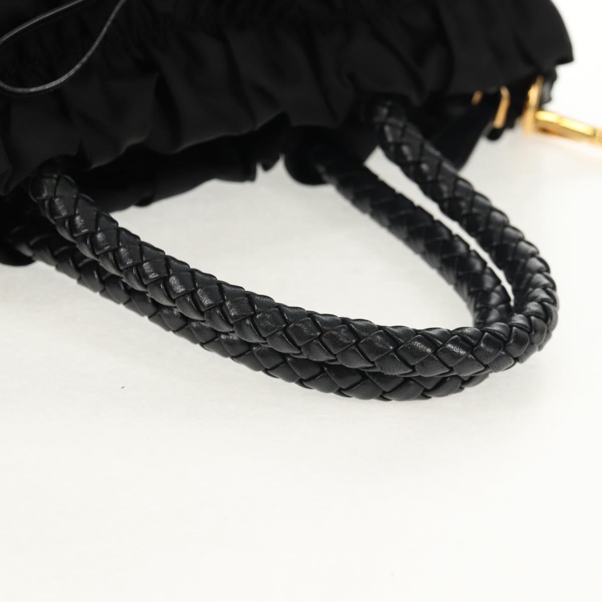 PRADA Hand Bag Nylon 2way Black Gold Auth am9761V