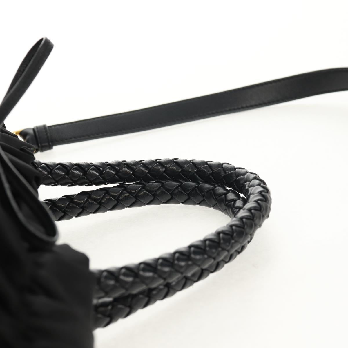 PRADA Hand Bag Nylon 2way Black Gold Auth am9761V