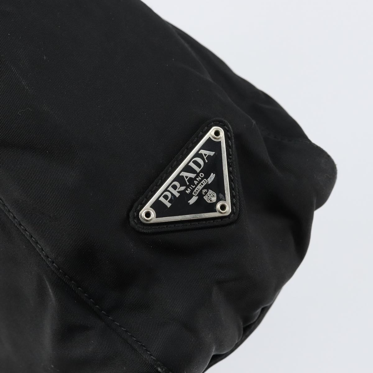 PRADA Tote Bag Nylon Black Silver Auth am9762