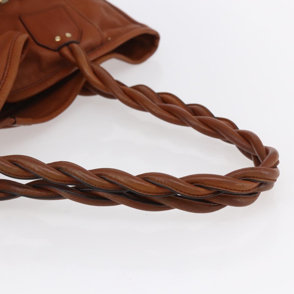 Chloe Tote Bag Leather Brown Gold Auth am9764
