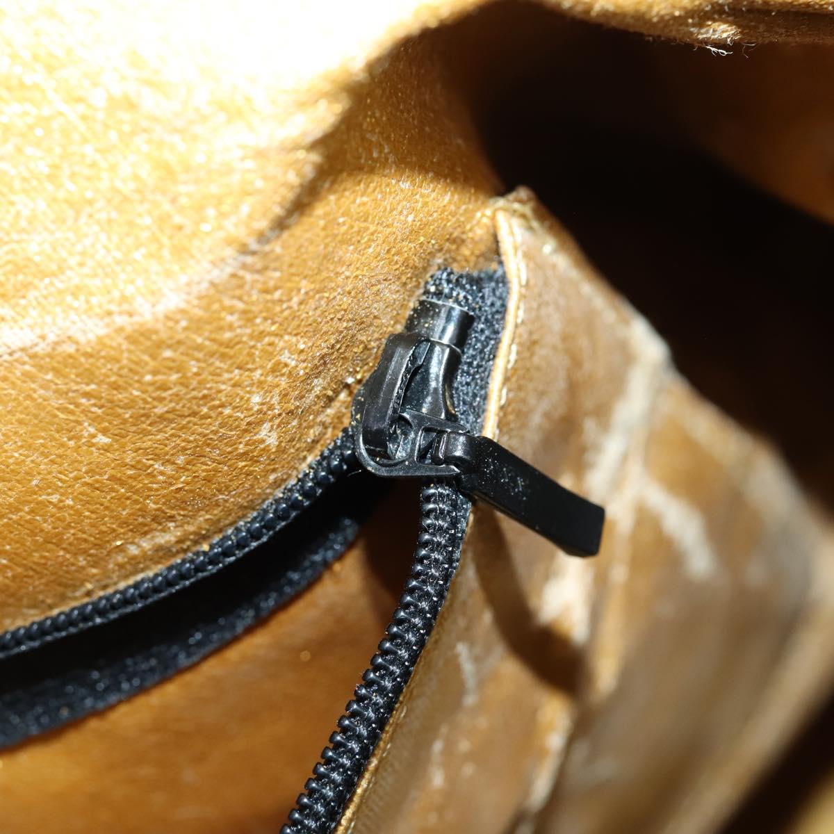 Gianni Versace Boston Bag Canvas PVC 2way Yellow Gold Auth am9766