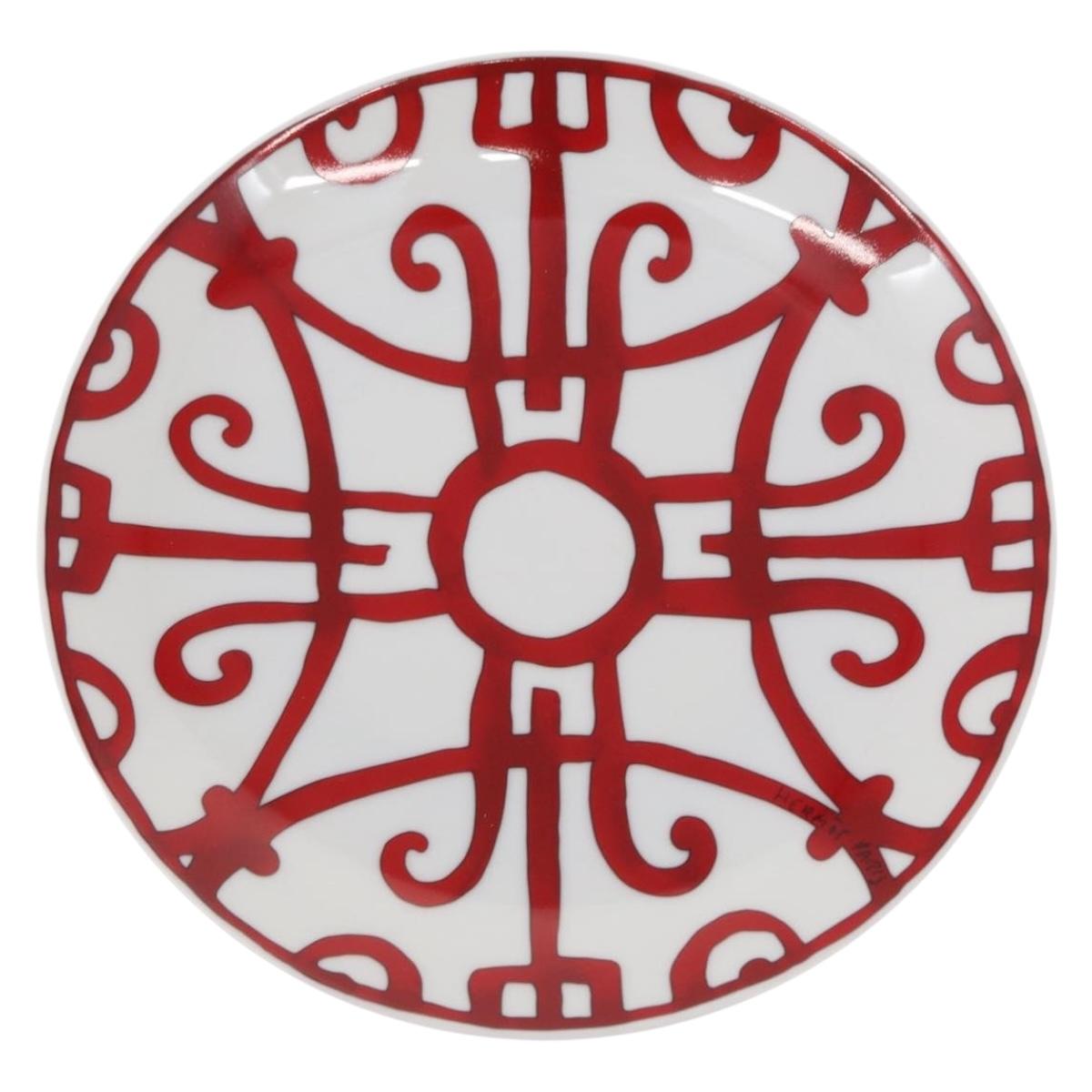 HERMES Bread Plate No.4 Gadalquivir Pottery Red Auth am9771