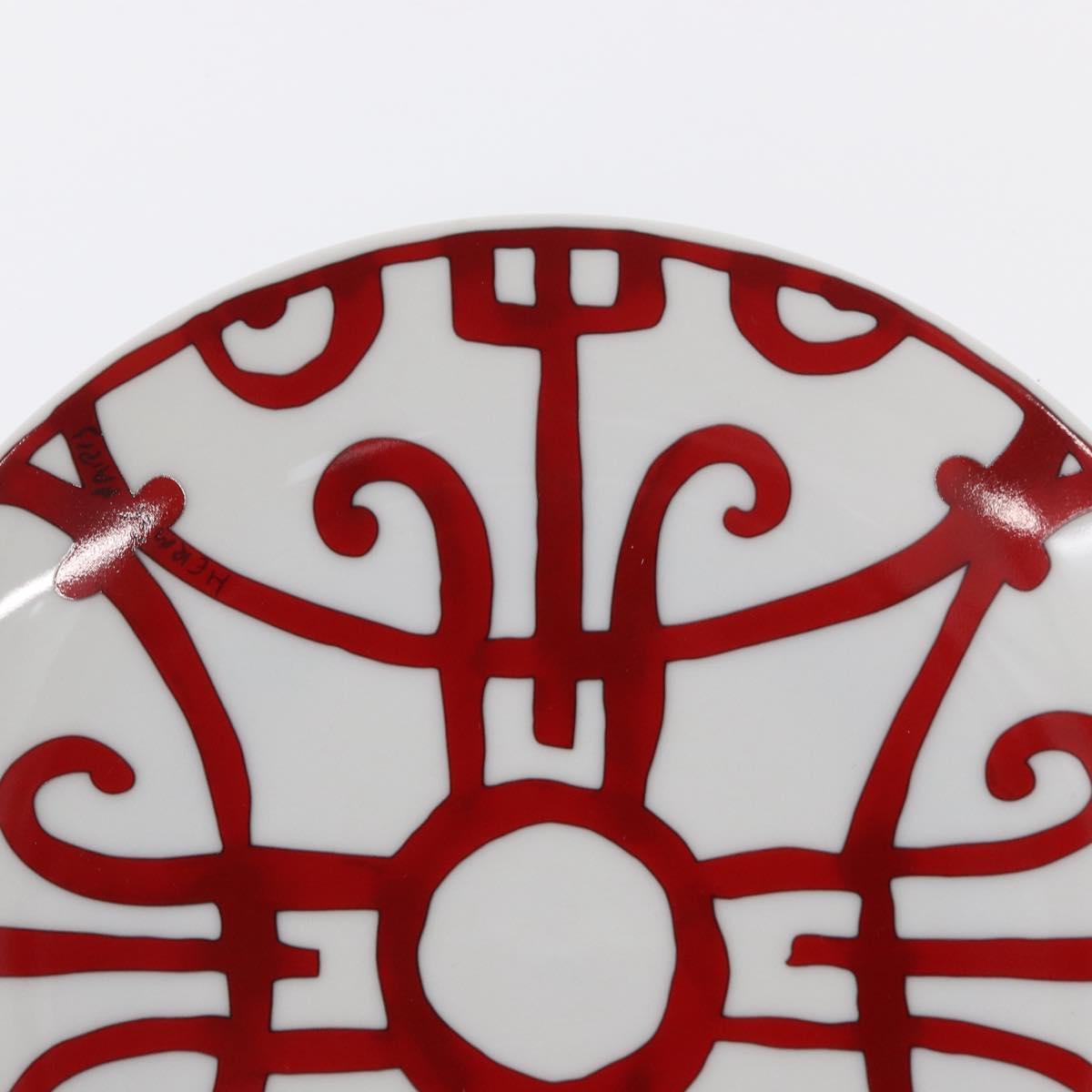 HERMES Bread Plate No.4 Gadalquivir Pottery Red Auth am9771