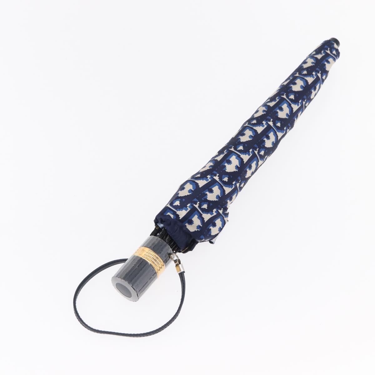 Christian Dior Trotter Canvas Folding Umbrella Navy Auth am9772