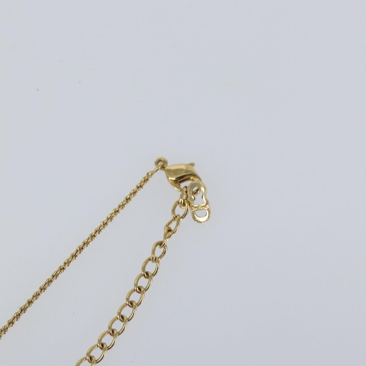 Christian Dior Printed Initials Necklace metal Gold Tone Auth am9776