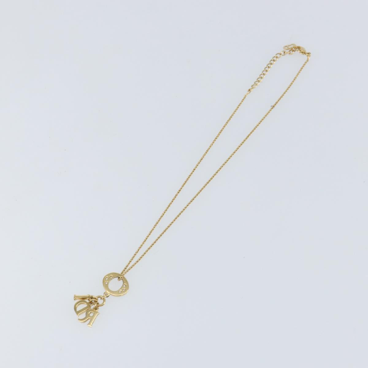 Christian Dior Printed Initials Necklace metal Gold Tone Auth am9776