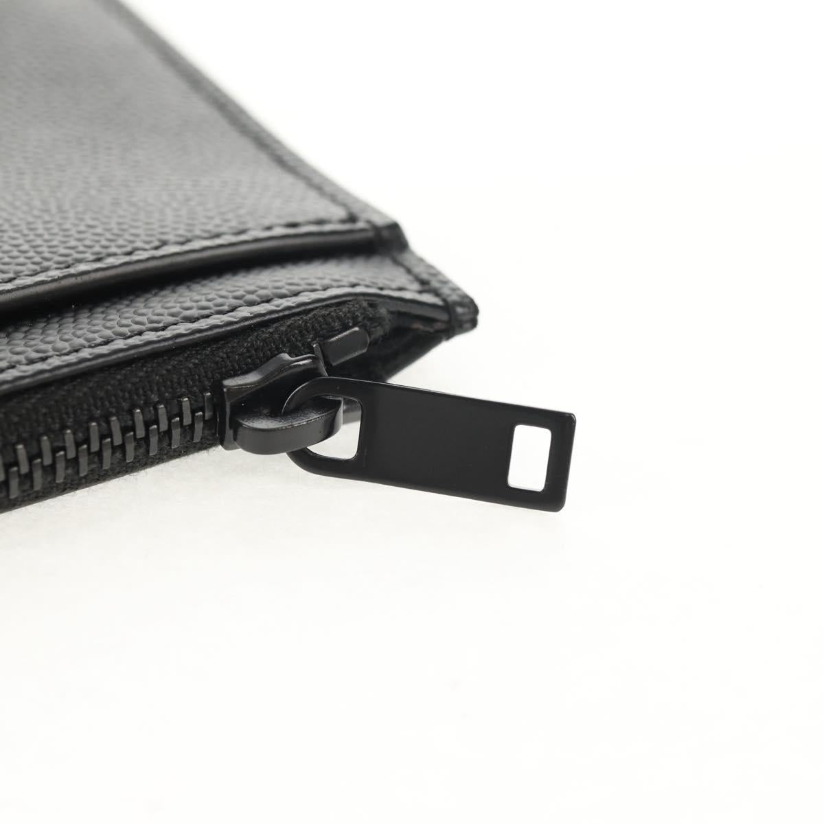 SAINT LAURENT Cassandra Pouch Leather Black Auth am9781A