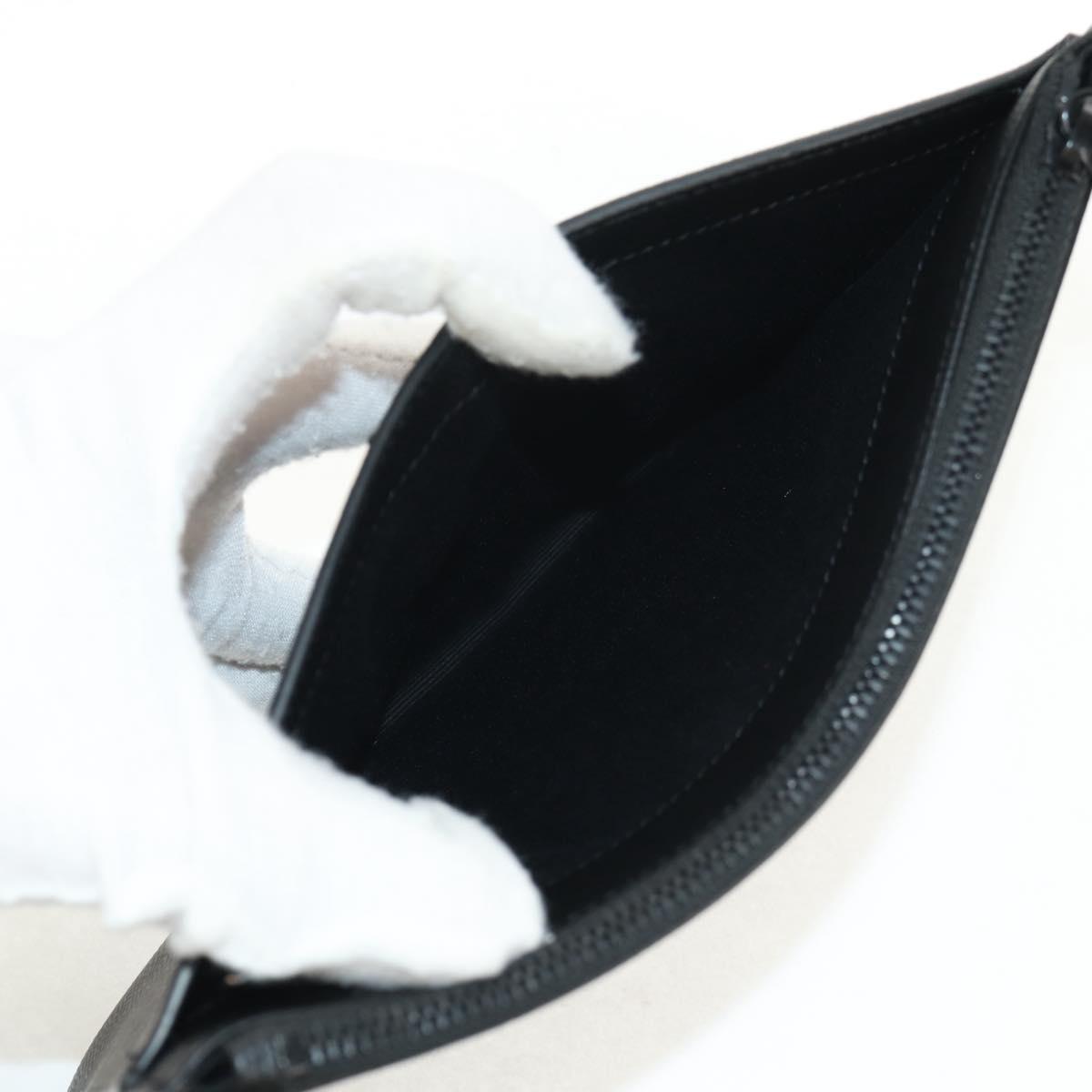 SAINT LAURENT Cassandra Pouch Leather Black Auth am9781A