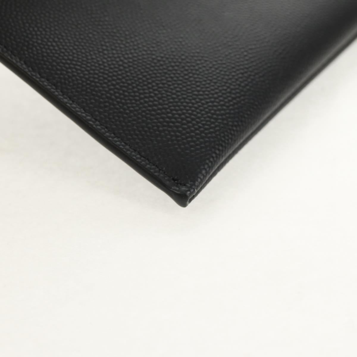 SAINT LAURENT Cassandra Pouch Leather Black Auth am9781A