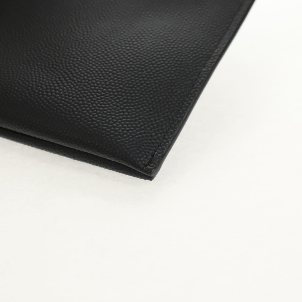 SAINT LAURENT Cassandra Pouch Leather Black Auth am9781V