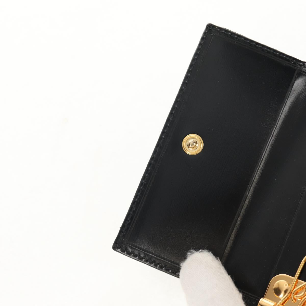 CARTIER Must Line Key Case Leather Black Gold Auth am9783V