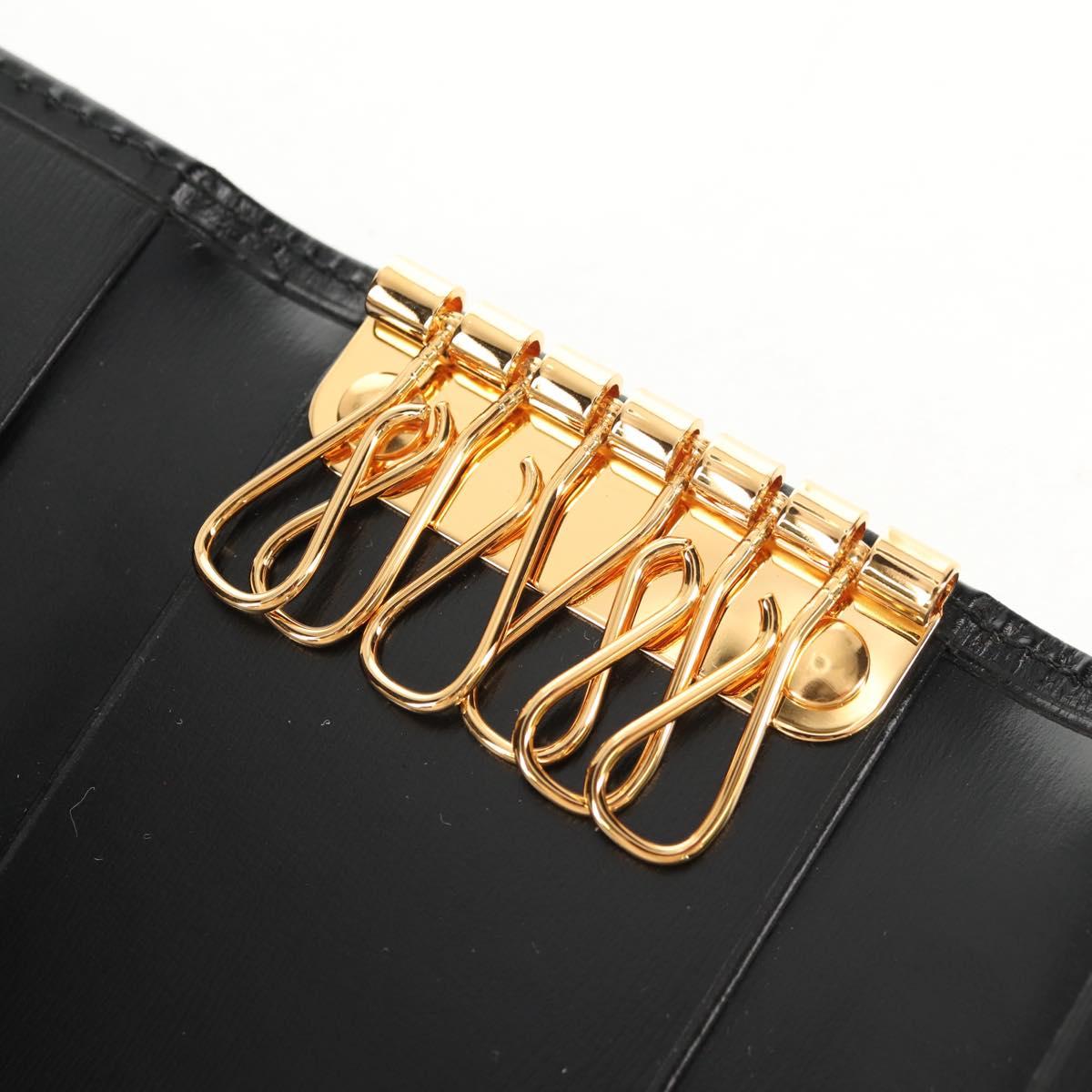 CARTIER Must Line Key Case Leather Black Gold Auth am9783V