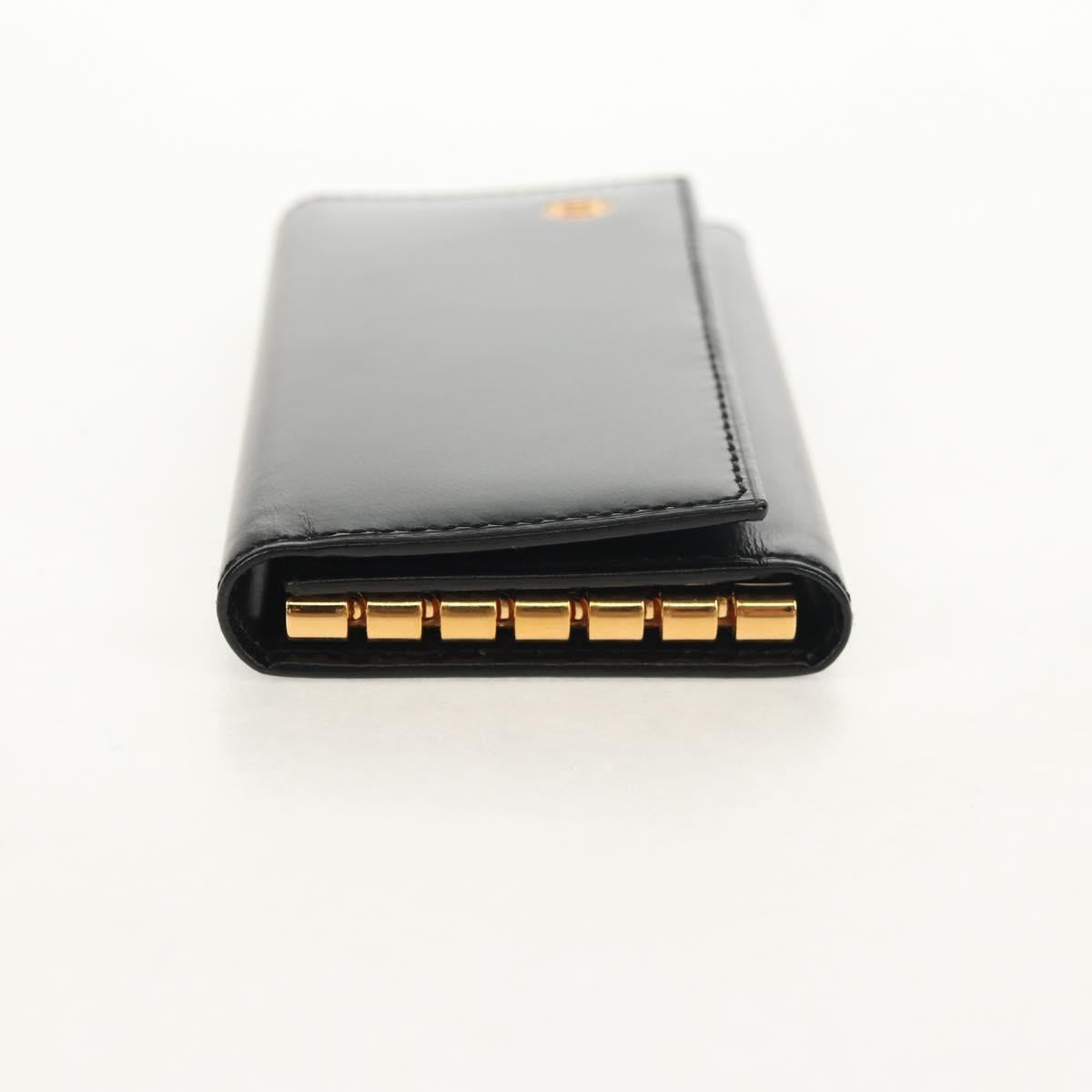 CARTIER Must Line Key Case Leather Black Gold Auth am9783A