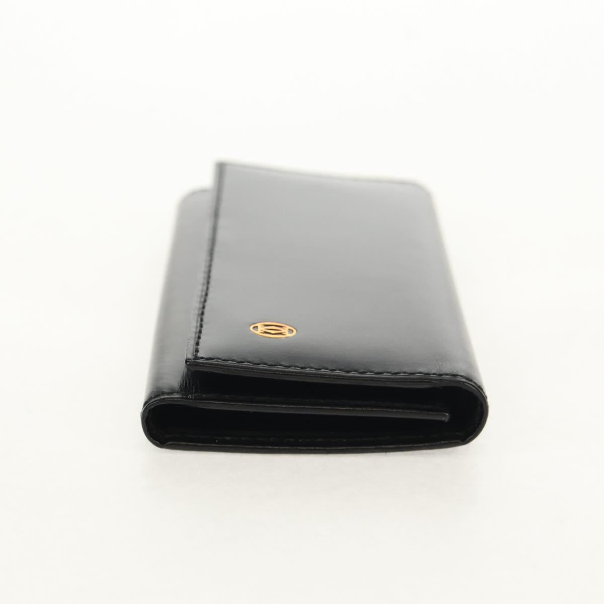 CARTIER Must Line Key Case Leather Black Gold Auth am9783A