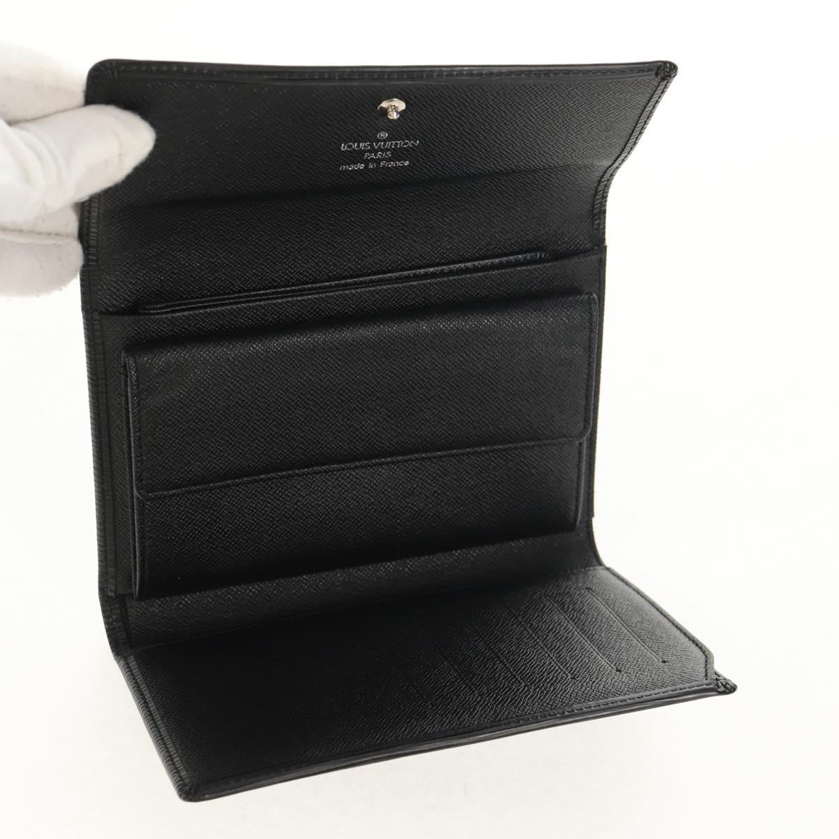 LOUIS VUITTON Epi Porte TresorEtui Papie Wallet Black M63712 LV Auth am9784A