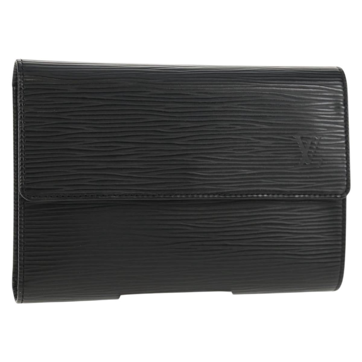 LOUIS VUITTON Epi Porte TresorEtui Papie Wallet Black M63712 LV Auth am9784V