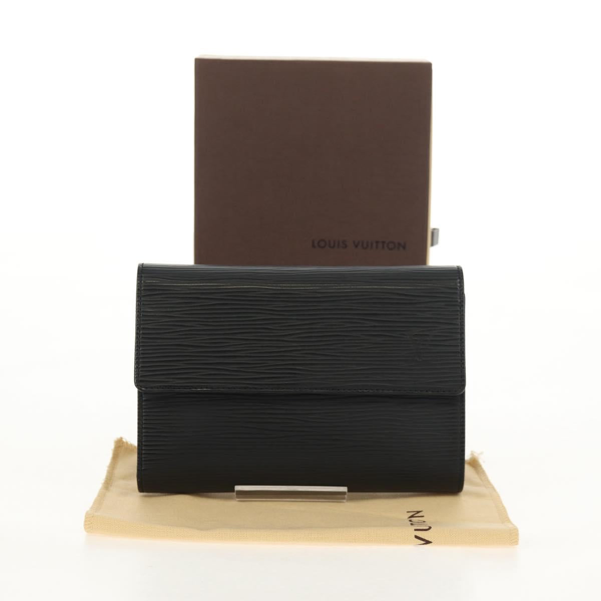 LOUIS VUITTON Epi Porte TresorEtui Papie Wallet Black M63712 LV Auth am9784V