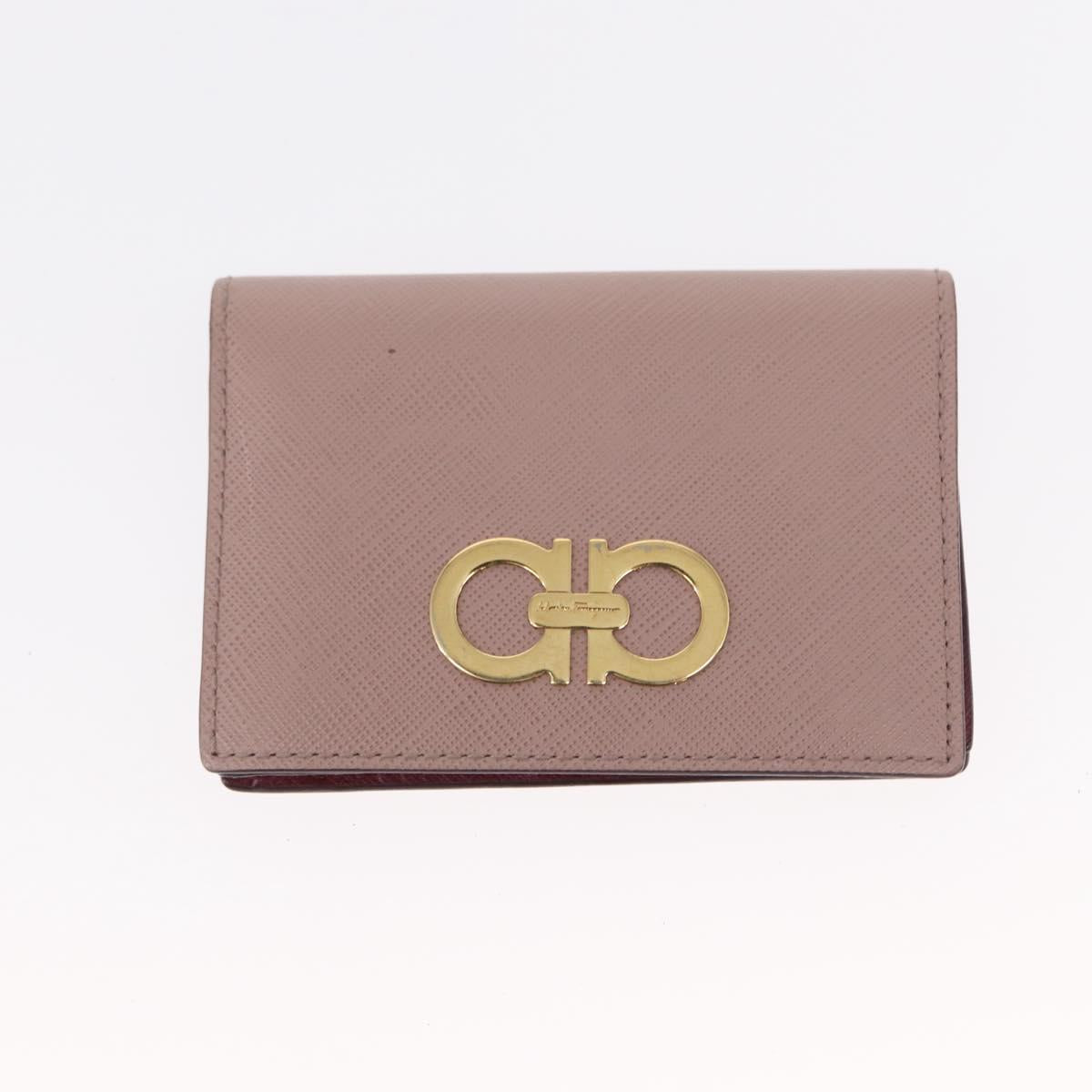 Salvatore Ferragamo Saint Laurent Wallet Leather 2 Set Pink Black Auth am9788