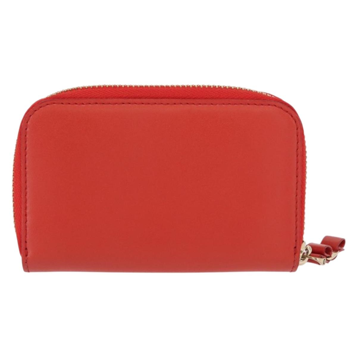 Salvatore Ferragamo Vala Compact Wallet Leather Red Gold Auth am9789