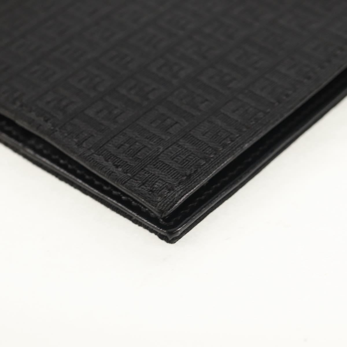 FENDI Zucchino Canvas Compact Wallet Black Auth am9790A