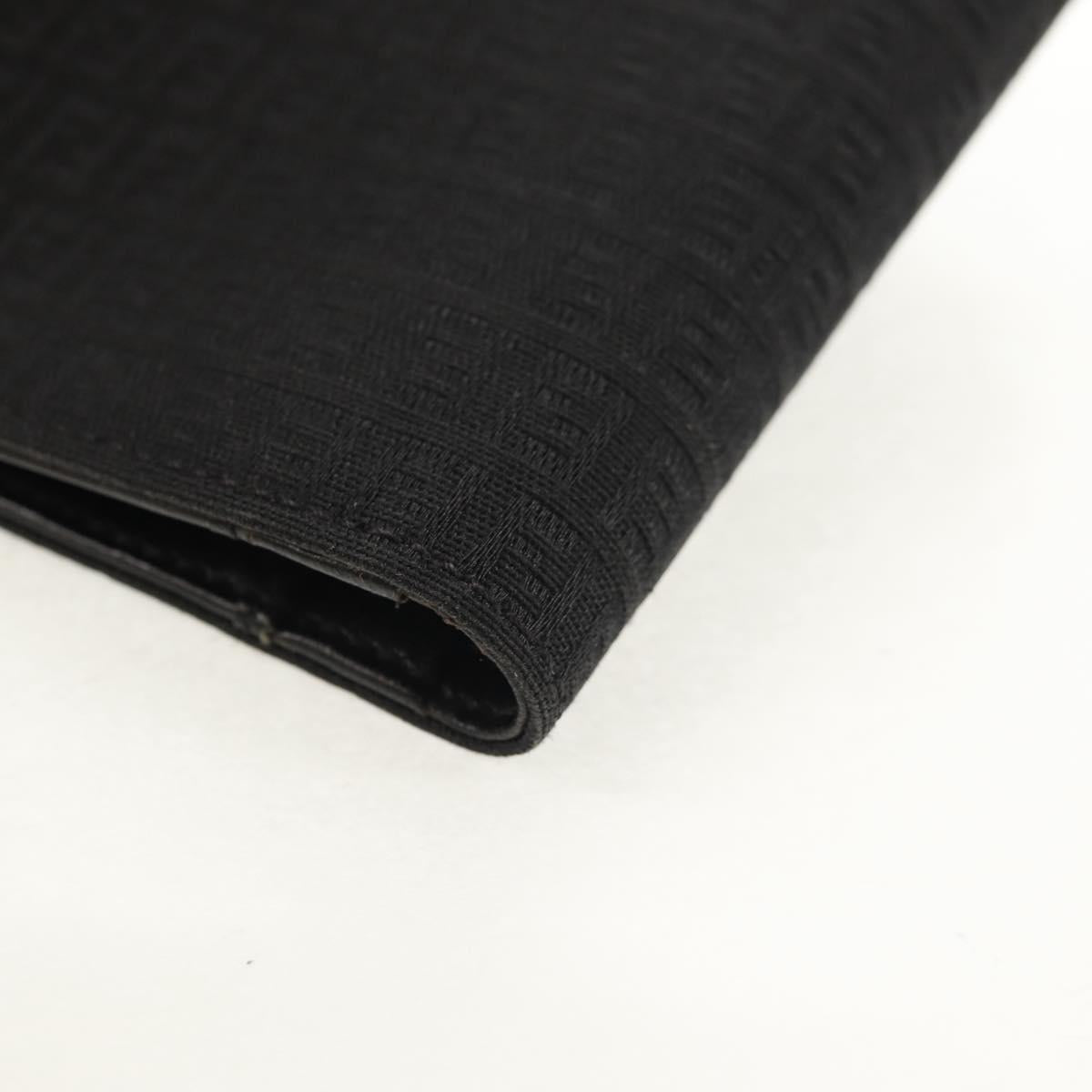 FENDI Zucchino Canvas Compact Wallet Black Auth am9790A