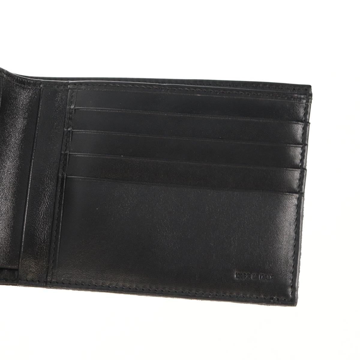 FENDI Zucchino Canvas Compact Wallet Black Auth am9790A