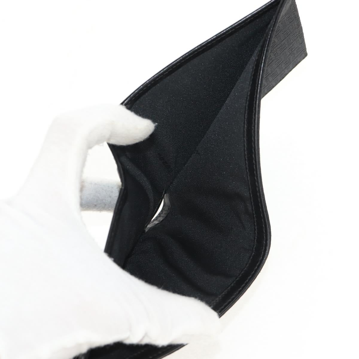 FENDI Zucchino Canvas Compact Wallet Black Auth am9790A