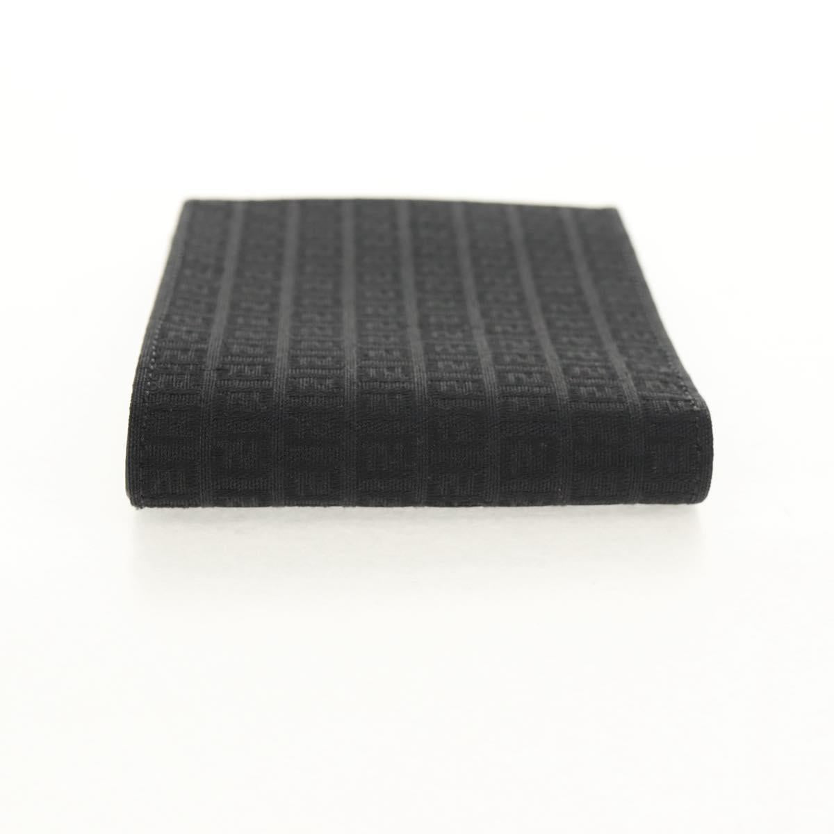 FENDI Zucchino Canvas Compact Wallet Black Auth am9790A