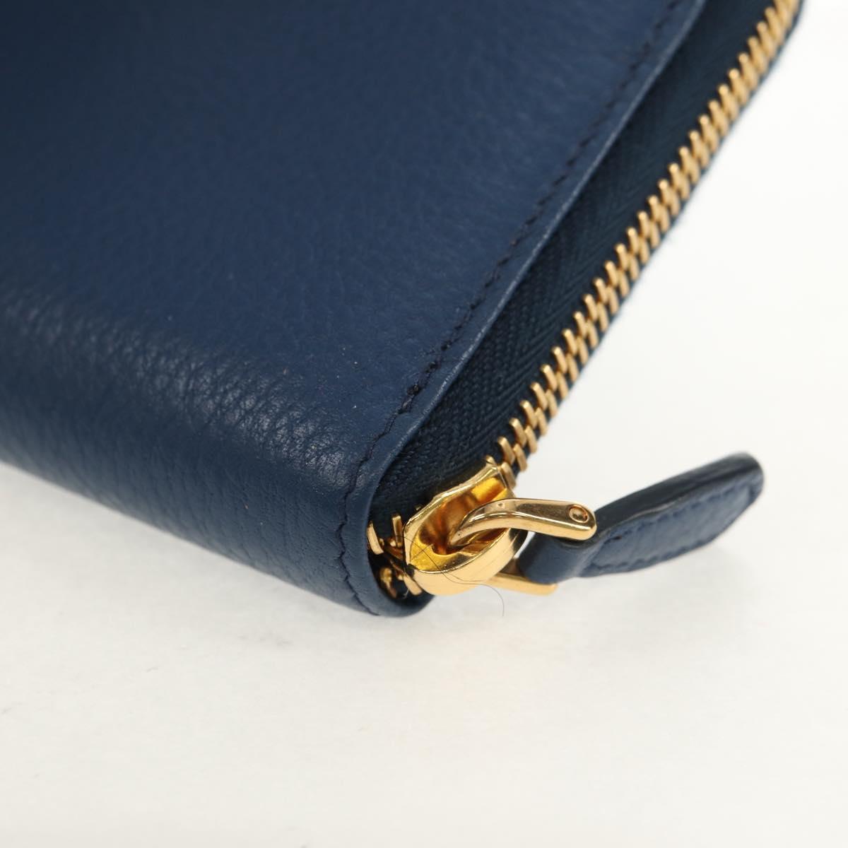 PRADA Compact Wallet Leather Blue Auth am9791V