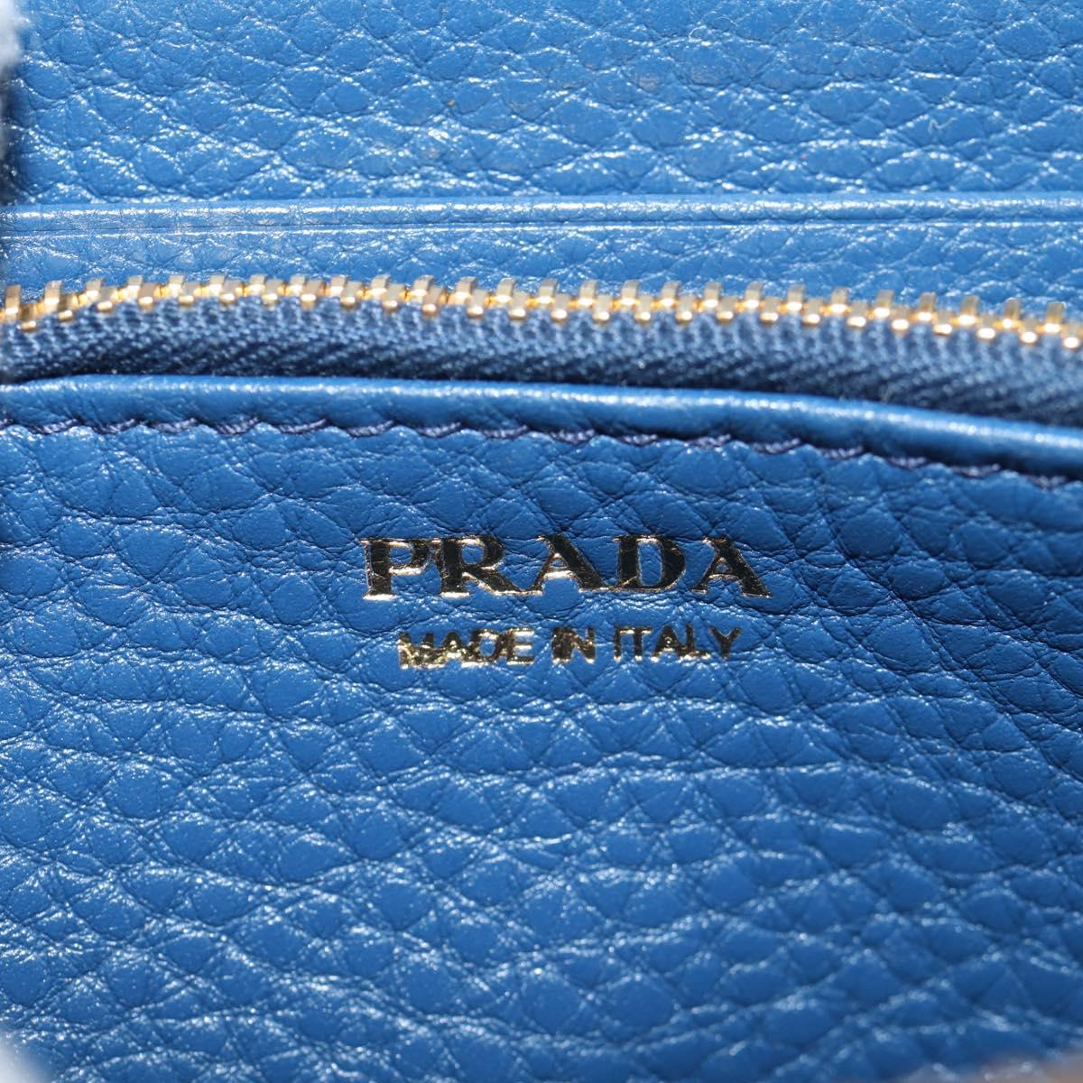 PRADA Compact Wallet Leather Blue Auth am9791V