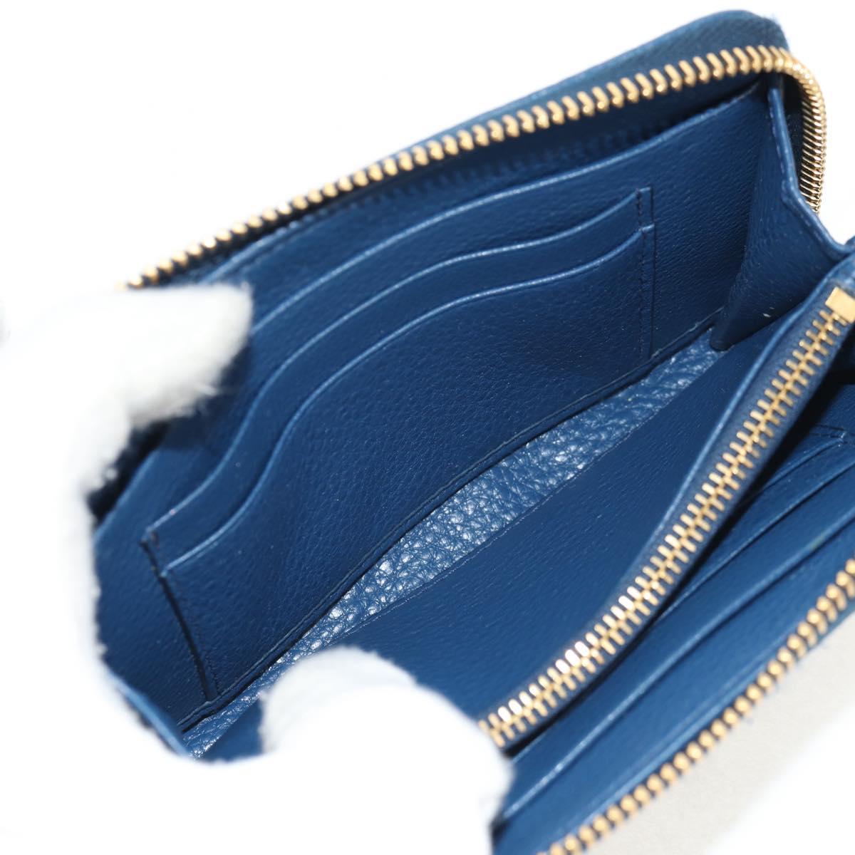 PRADA Compact Wallet Leather Blue Auth am9791V