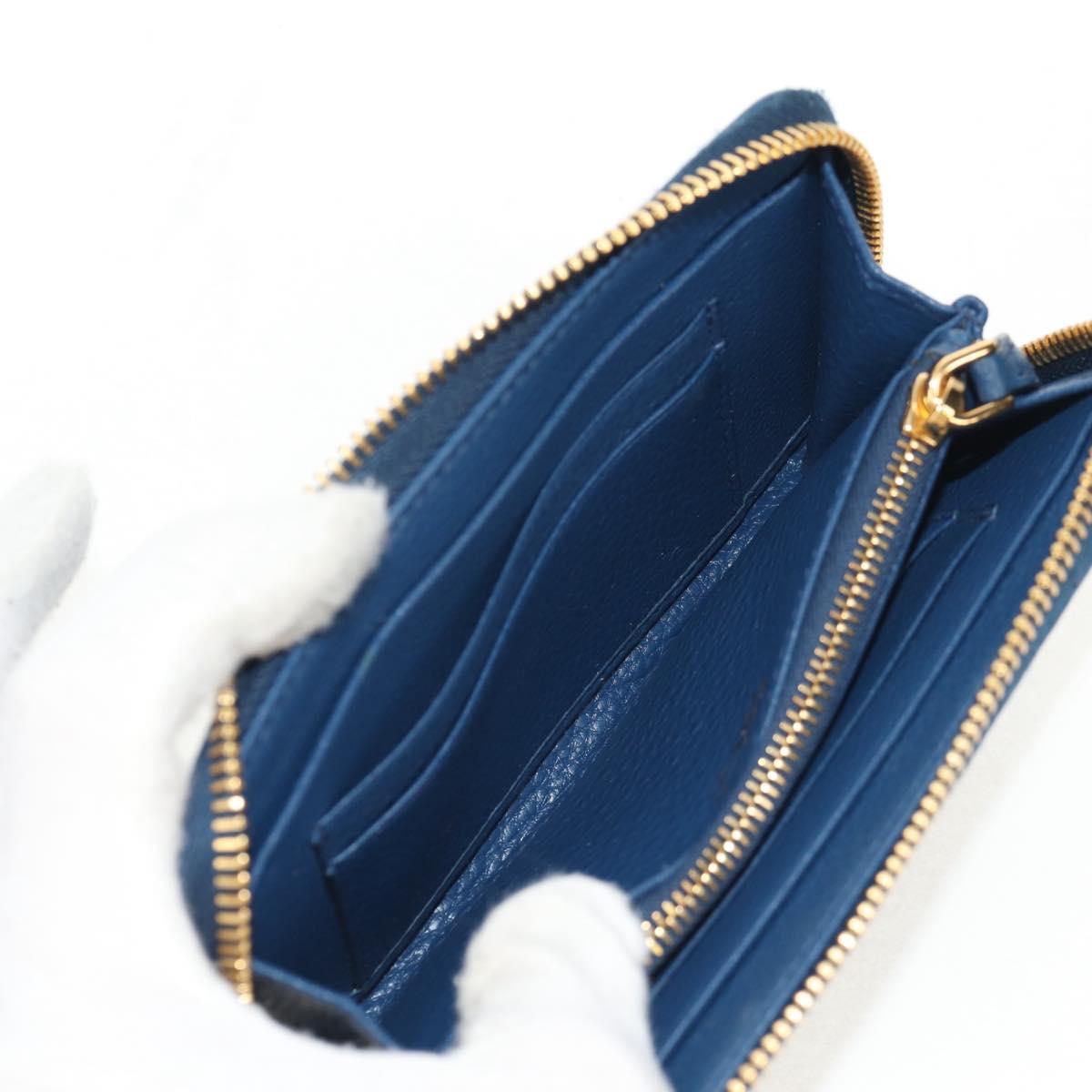 PRADA Compact Wallet Leather Blue Auth am9791V