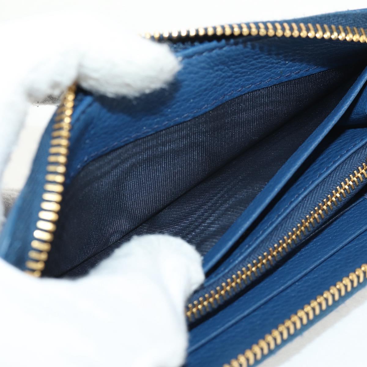 PRADA Compact Wallet Leather Blue Auth am9791V